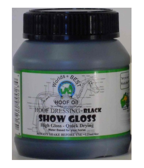 Worlds Best Hoof Oil Show Gloss Black 125ml